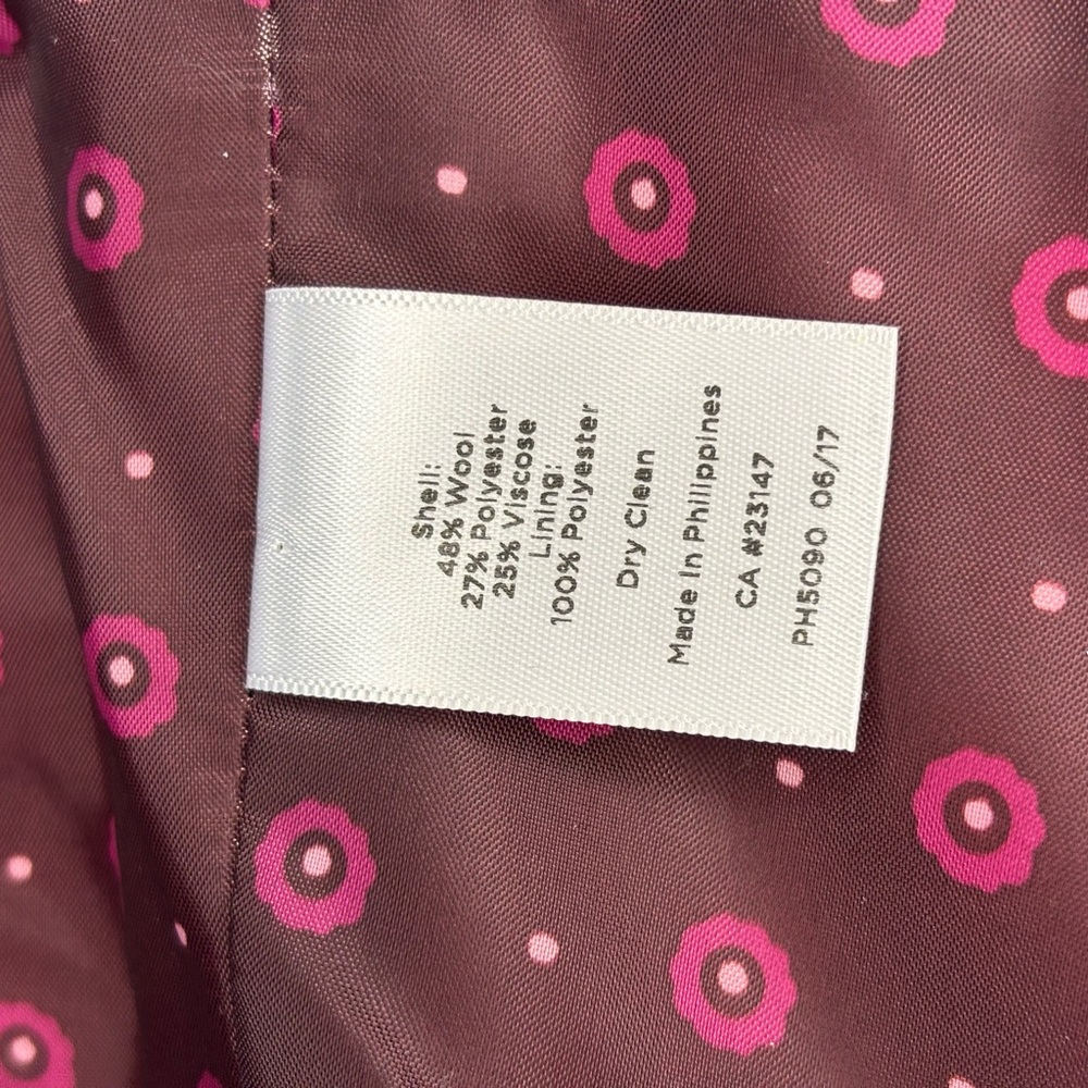 Talbots Orange Wool Blend Blazer with Gold Buttons Ruffle Trim Peplum Size 8 - Picture 9 of 12